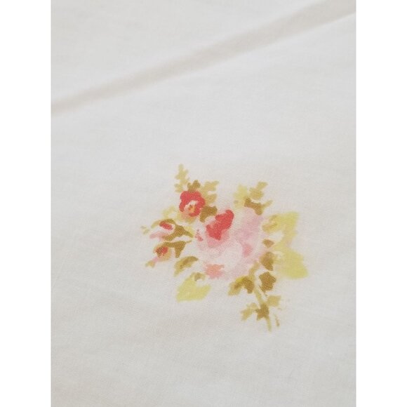 Sears Roebuck Vintage Full Flat Sheet White Pink Flowers 81x104 Perma Prest Perc - Picture 10 of 11